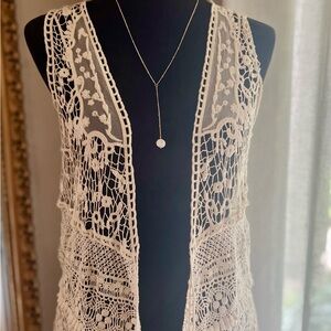 Boho Cream Crochet Lace Vest